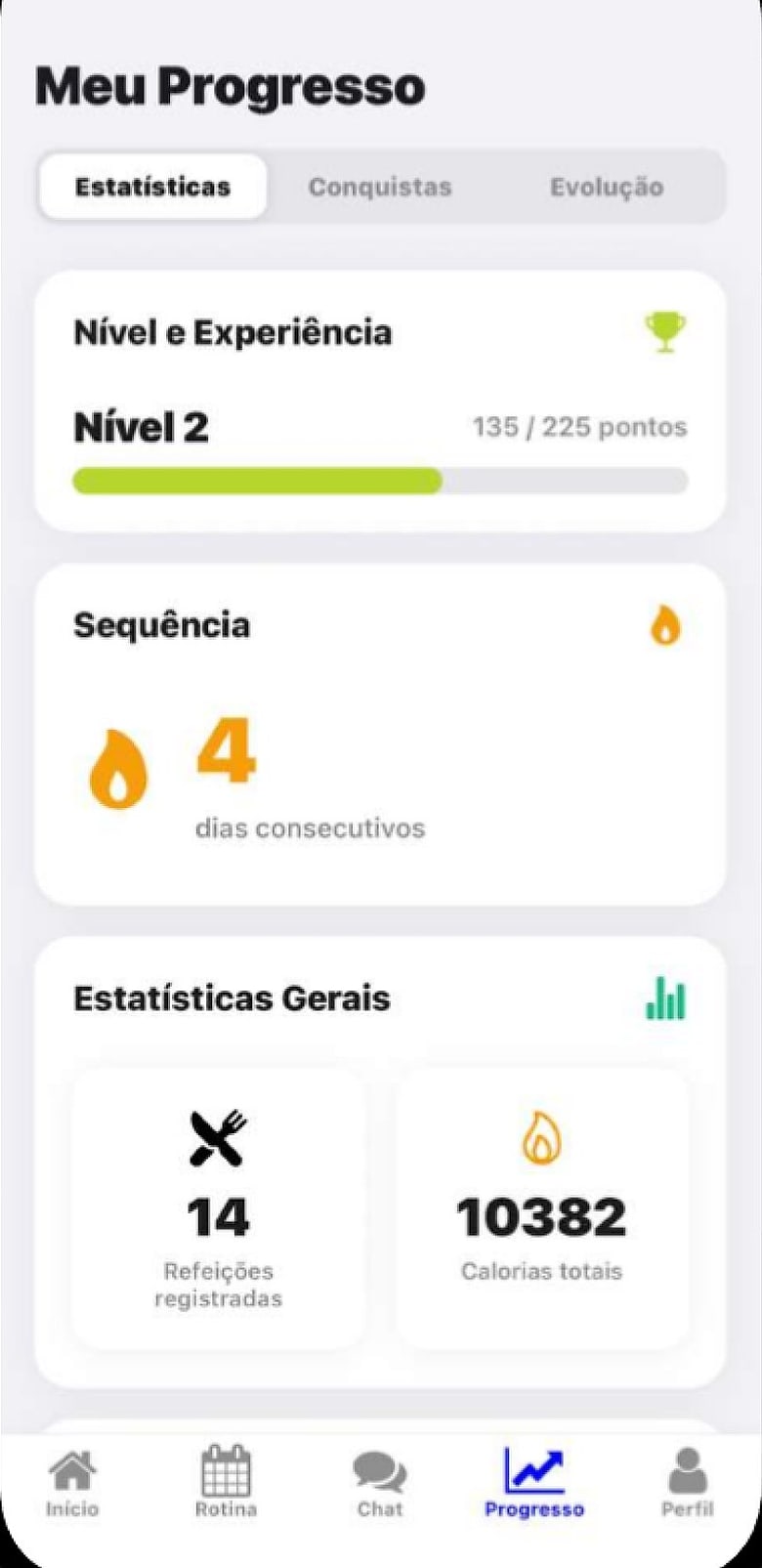 Tela Meu Progresso